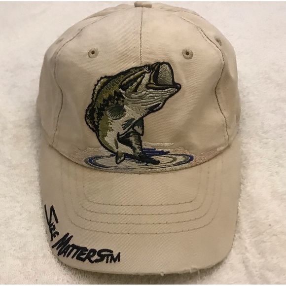 Outdoor Cap Bass Size Matters Adjustable Tan Fishing Cap - Picture 1 of 15